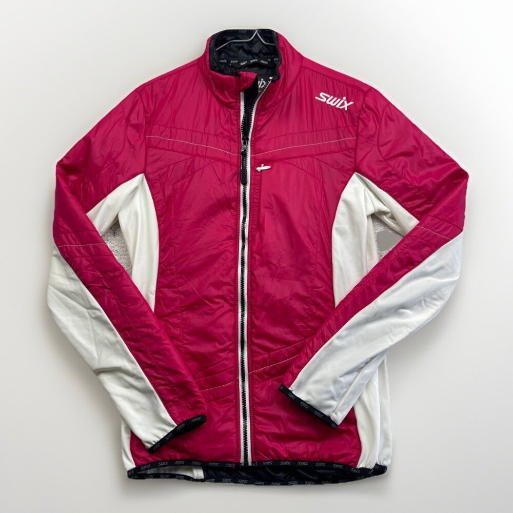 SWIX Quilted Jacket Wom M Pink Full Zip Insulated Lightweight Cross-country Ski